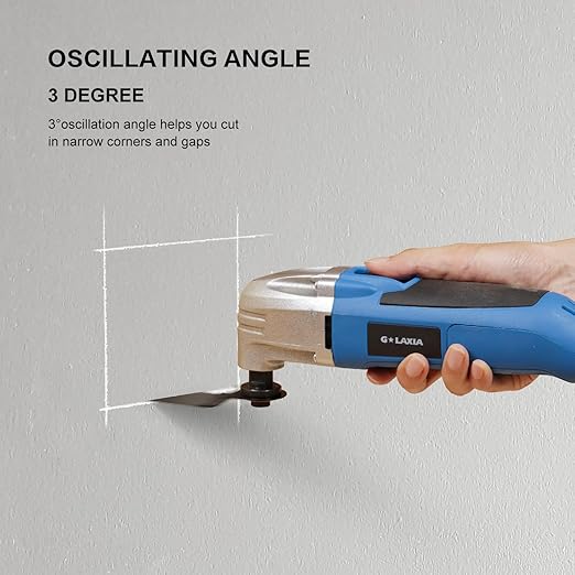 Oscillating Tool, 1.6A Oscillating Multi Tool with with Tool Bag, 3° Oscillation Angle, 12 Piece Accessories Scraping, Grinding, Sanding, Cutting