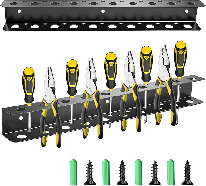 TSUMAZRURE Screwdriver Wall Rack, Screw Driver Holder and Screwdriver Rack, Tool Organizer Rack with Screw Driver Holders Organizers, Wall Mounted Tool Rack for Garage Tool Storage Rack (black)