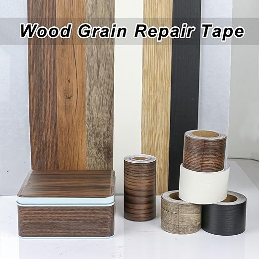 BOMEI PACK Wood Grain Repair Tape,Self Adhesive Repair Patch for Furniture, Floors, Cabinets, Windows, Doors, RV, Home Decor and DIY Projects (1, Black)