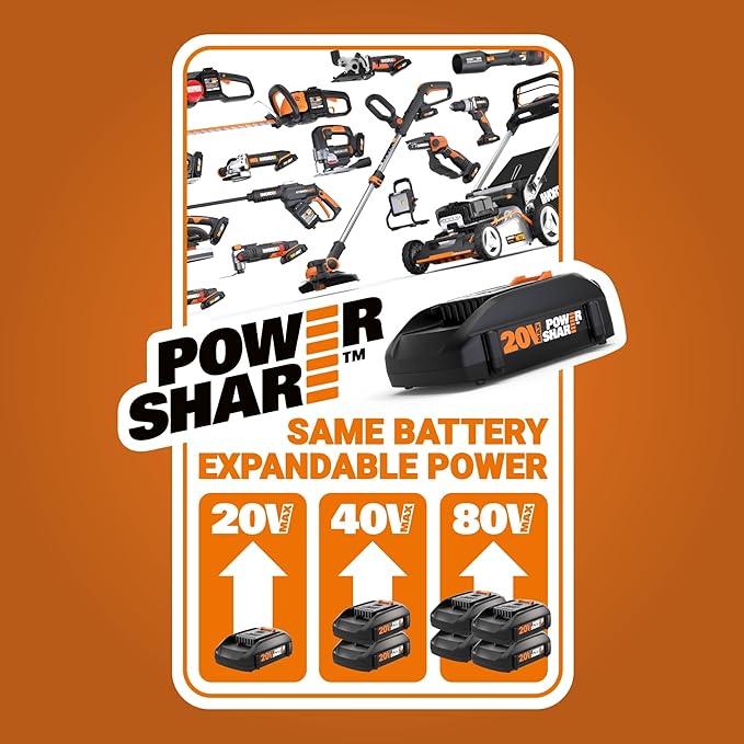 Worx Nitro 20V 13" Cordless String Trimmer with Brushless Motor, 3-in-1 Grass Trimmer Edger Mini-Mower, Lightweight Weed Trimmer COMMAND FEED Instant Line Advancement – Tool Only