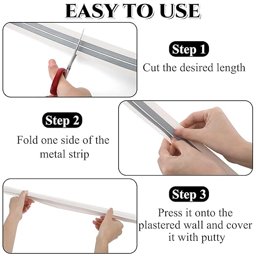 Peohud Drywall Corner Tape, 100 Feet by 2 Inch Reinforced Drywall Corner Bead, Inside Outside Corner Tape with Metal for Wall Crack Repair, No Adhesive Side