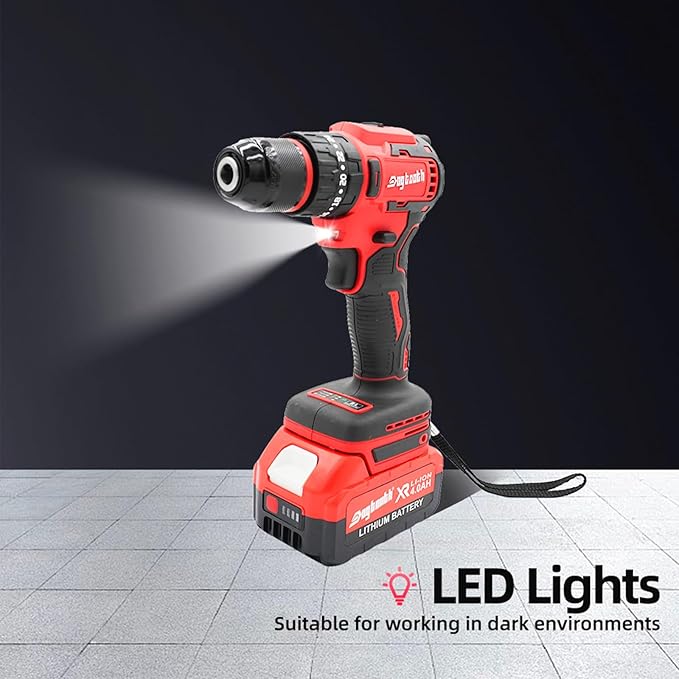 DOGTOOTH 21V MAX Cordless Drill Driver Kit with 2 * Batteries and Charger, Compatible with Makita 18V Battery Build-in LED, Variable Speed Trigger, 0-1500 RPM, Brushless Motor, Bits, Carry bag