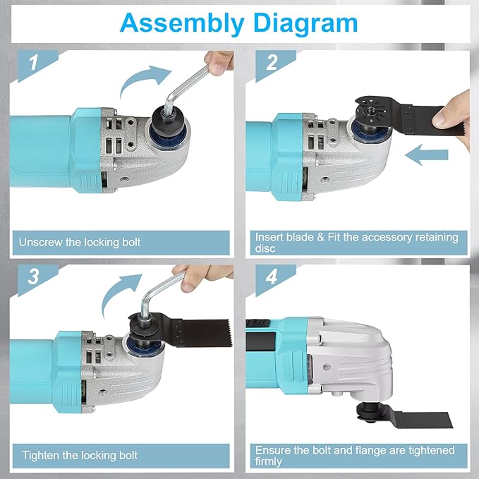 Oscillating Tool, 2.5A Oscillating Multi Tool with 3° Oscillation Angle, 22000 OPM Variable Speeds Multi-Tool Kit for Cutting, Sanding, Grinding, Scraping, 17 Accessories & Universal Interface