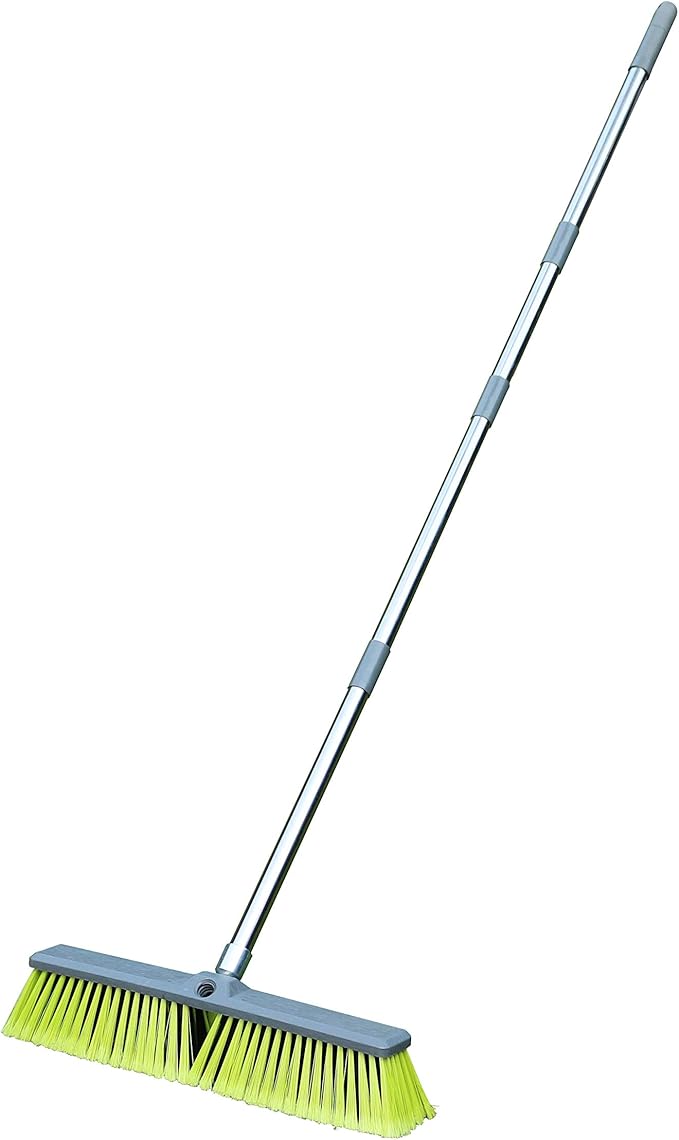 PHYEX Upgraded 18" Push Broom with Adjustable Long Handle, Total Length is 55", Multi-Surface Floor Scrub Brush for Cleaning Deck, Patio, Garage, Driveway