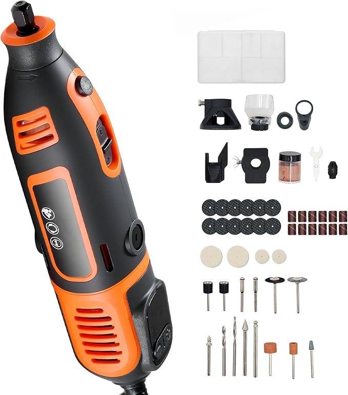 VEVOR 51-Piece Rotary Tool Kit, 200W Mini Power Rotary Tool Corded, 8000-40000RPM Multi-Purpose DIY Tools with Universal Chuck for Engraving, Sanding, Grinding, Polishing, Cutting, DIY Crafts
