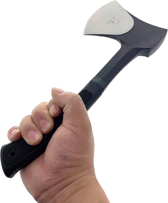 Otakumod 11" Tactical Ranger Axe. Hatchet. Stainless Steel Blade with Hard Cover. for Outdoor Camping - Hiking to Cut Branches, Make Fire. EDC Tasks (Black)