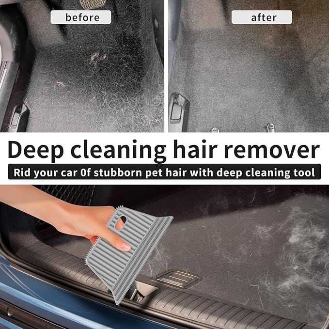 Carpet Rake for Pet Hair Removal (3 Pack),Dog Cat Fur Remover Rubber Broom,Carpet Rake - 60" Long Handle Lint Shaver Cleaner Tools,Scraper Brush for Carpet,Rug,Car Mat,Couch,Pet Bed,Furniture