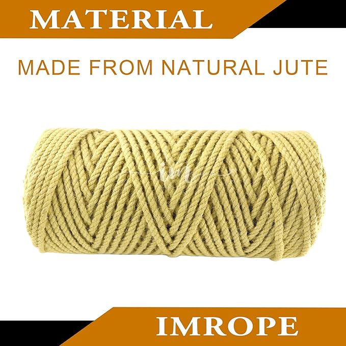 4mm x 100 Feet Yellow Jute Rope, Twine for Gardening Tomato Climbing Plant Tie Floristry Crafts Gift Wrapping Packing Decor