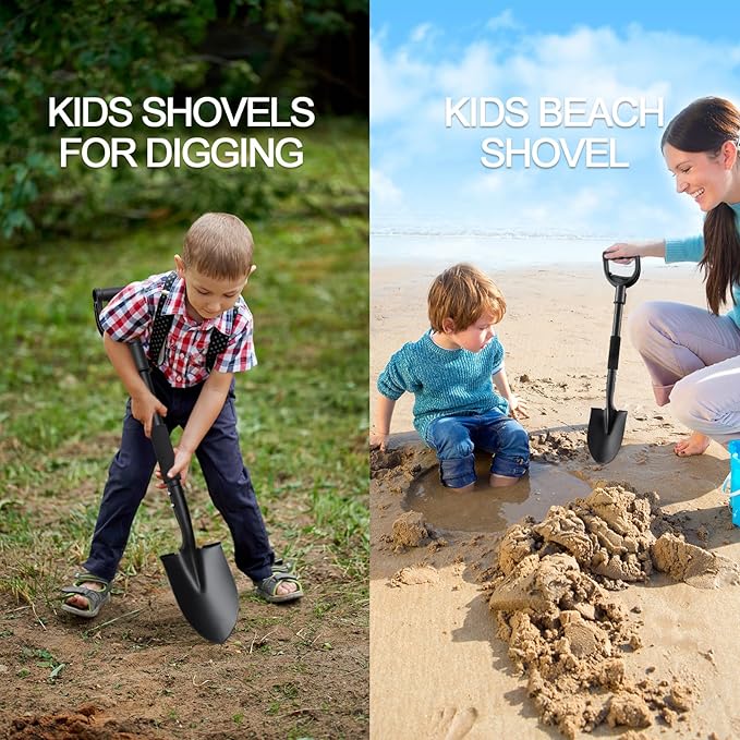 Shovel, Garden Shovel for Digging, 31 inch Small Shovels Heavy Duty Portable Mini Spade with Curved D-Handle for Gardening, Digging, Camping, Car, Kids Sand Beach Shovels