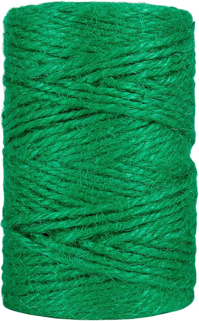 Garden Twine, Green Plant Twine 328 Feet 3mm Thick 3Ply Heavy Duty Jute String for Gardening, DIY Crafts Wrapping