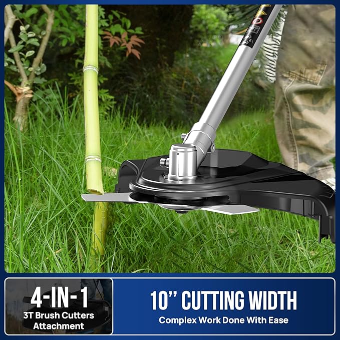 Wild Badger Power 40V Cordless Weed Wacker,String Trimmer/Edger, Hedge Trimmer and Brush Cutter Blade, Pole Saw, Attachment Capable 4-in-1 Multi-Tool Kit with 1 * 40V 4Ah Battery and 1*Charger