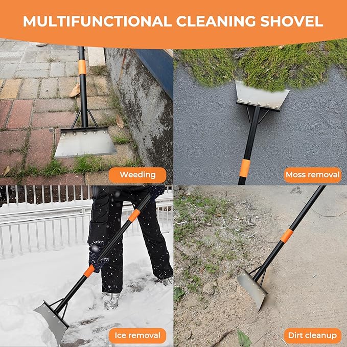 Garden Flat Shovel,Heavy Duty Weeding Tools Gardening,60" Long Handle Metal Floor Scraper,Multifunctional Cleaning Shovel for Lawn Edging, Scraping, Weed and Ice Removal