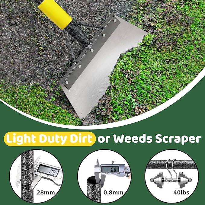 Garden Flat Shovel, Weeding Tool, 60 Inch Multifunctional Garden Cleaning Shovels, Heavy Duty Floor Scrapers Long Handle,Metal Weeding Scraper for Lawn Edging, Ice Scraper, Snow Shovel