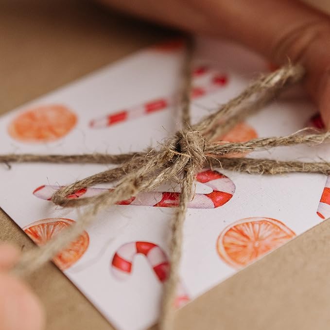 50 ft 1/4 inch (6mm) Jute Twine Rope, Clothesline Natural 4 Strands Jute Rope for DIY Arts Crafts, Garden, Home Decorating