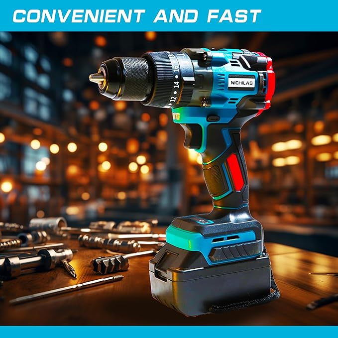 Cordless Drill, 1/2 inch Chuck Impact Drill/Driver, Brushless Motor 150Nm MAX Torque, 2 Variable Speed 2150RPM, Compatible with MAKITA 18V Batteries (NO BATTERY)