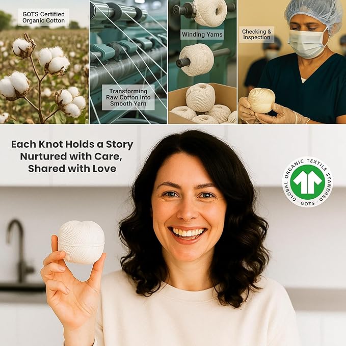 Premium Organic Butcher’s Twine | 2mm Natural Cotton, 1000 Feet – Oven-Safe for Turkey Trussing, Meat Roasting & Baking | Strong & Versatile for Cooking, Crafts & Gift Wrapping