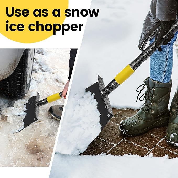 Garden Flat Shovel - Weeding Tool, Heavy Duty Multifunctional Cleaning Shovel Floor Scraper, 60" Long Handle Ice Chopper Snow Spade Garden Tool for Lawn Edging, Scraping, Ice Removal
