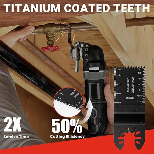 159 PCS Oscillating Saw Blades with Sandpaper, Universal Titanium Multitool Blades for Wood/Plastics/Metal, Quick Release Multi Tool Kits Compatible with Dewalt, Ridgid, Ryobi, Rockwell