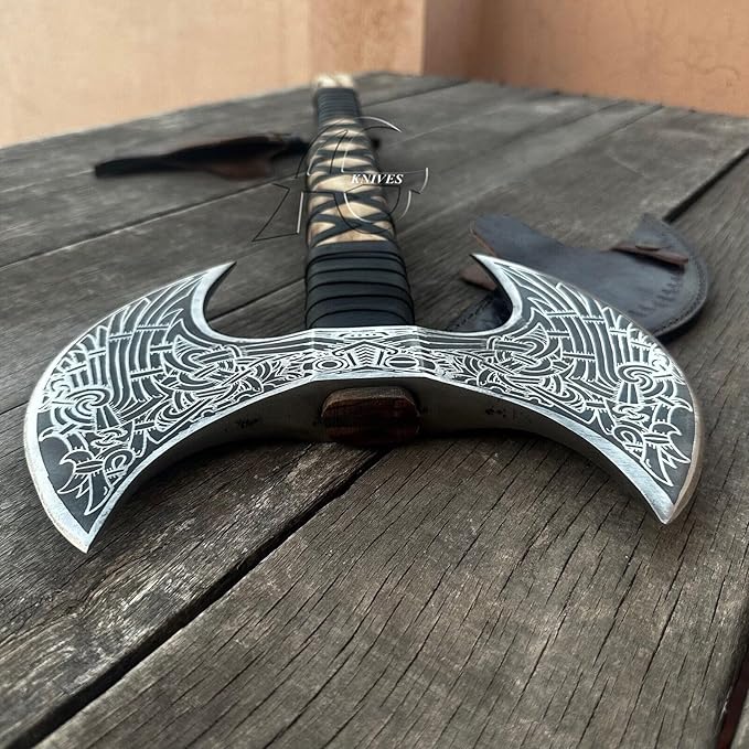 MDM-Ax106 24" Double Headed Viking Axe – Handmade High Carbon Steel Battle Axe with Rosewood Shaft | Double Sided Dane Axe | Custom Gift for Men | Christmas