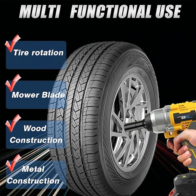 NEWONE Crodless Impact Wrench with 2.0AH Battery, 370 Ft-lbs (500N.m) Impact Gun 1/2 inch,20V Powered Brushless Motor Wrench with 6pcs Drill/Driver Bits,4 Sockets,Charger