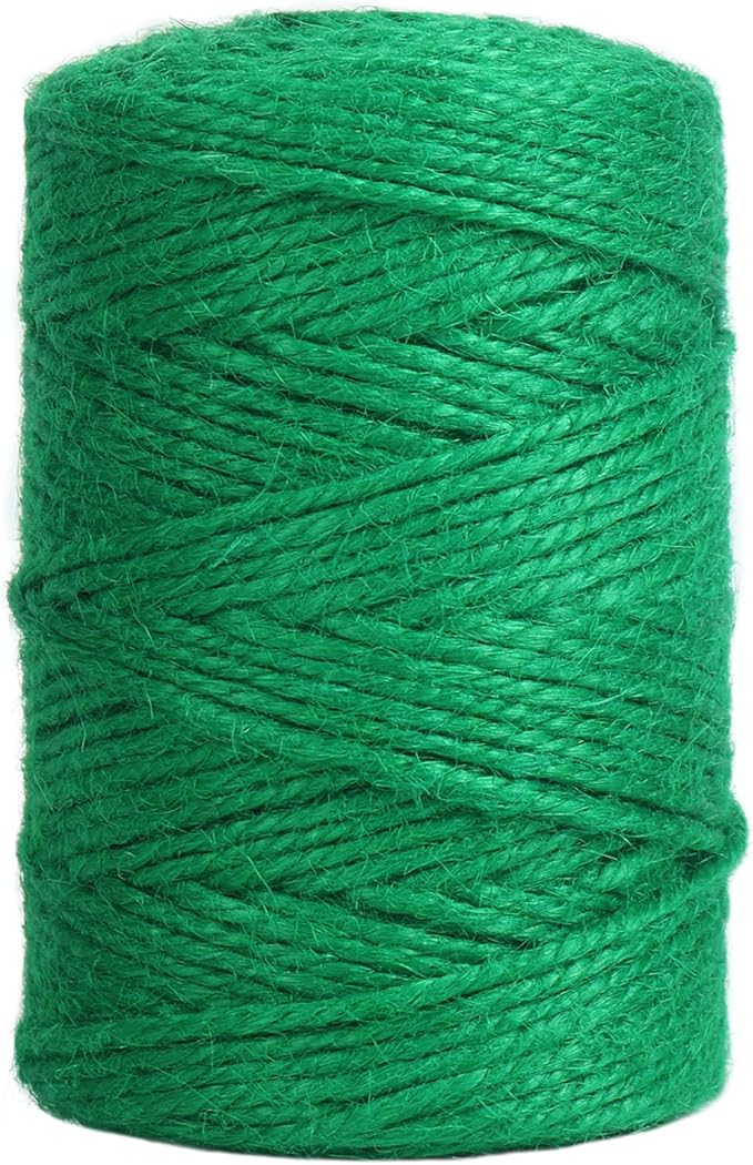 Vivifying Garden Twine, 328 Feet 3mm Green Plant Ties, Strong Jute Twine String for Climbing Plants, Tomatoes, Crafts and Decoration
