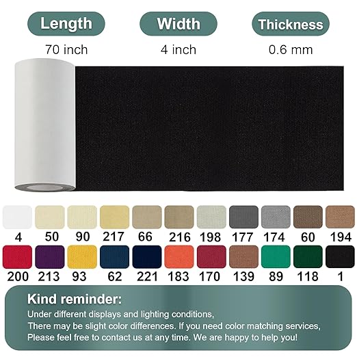 Canvas Repair Tape, 4×63 Inches Black Waterproof Self-Adhesive Patch for Outdoor Gear, Durable and Weatherproof Fabric Tape for Boat Covers, Couch, Tents, Sofas, Sun Shades, Awnings, and Lounge Chairs