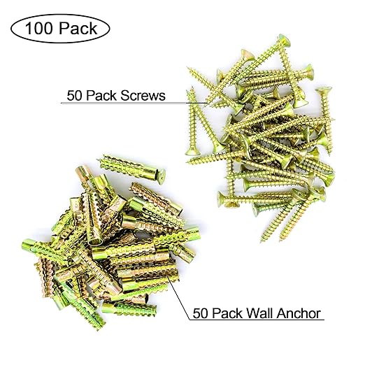 50 Pack Heavy Duty Hollow Wall Anchors with Screws, Loose Hinge Hole Repair Kits, Ideal for Hinge Hole Repair and Concrete Wall, Hollow-Wall, Wooden Wall (6x32mm)