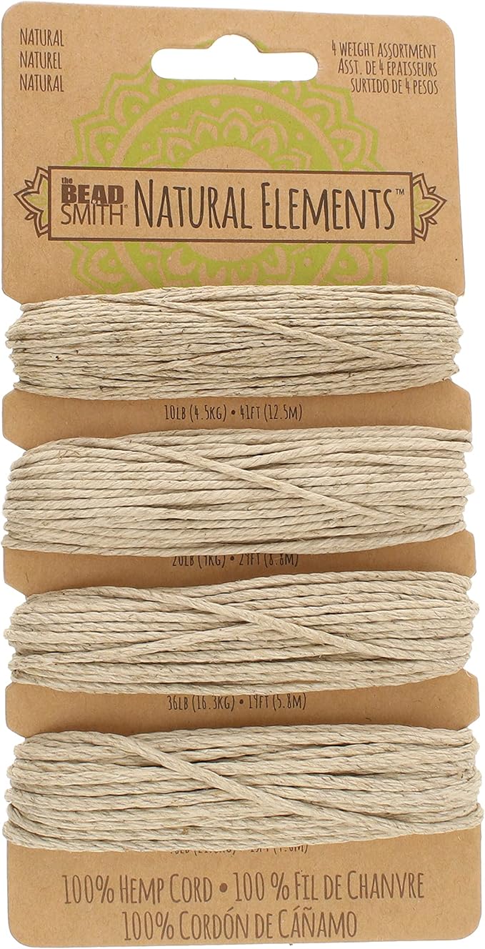 The Beadsmith 100% Hemp Cord – Neutral Colors – 4 Assorted Weights & Lengths – Twine for Jewelry Making, Macrame, Paper Crafts, Gardening, Scrapbooking, Home Décor, DIY String Art & More