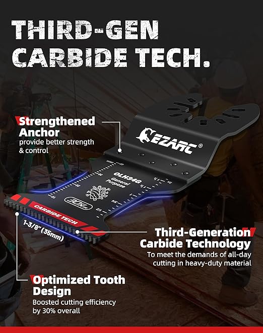 EZARC Carbide Oscillating Saw Blades, General Purpose Multitool Blades Quick Release for Metal, Nails, Wood, Plaster, Drywall and PVC, 3-Pack