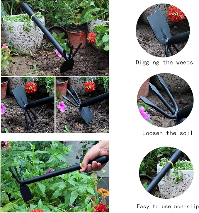 Hoe and Cultivator, Hoe Garden Tool, Hand Hoe Cultivator Garden Tool, Thickened Manganese Steel, Garden Hoe for Weeding, Planting, Loosening Soil, Digging