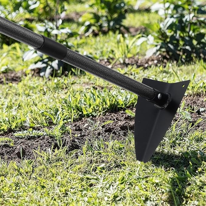 SANDEGOO Hoe Garden Tool,60 Inch Garden Hoe Triangle Gardening Hoe with Sharp Blade for Digging,Weeding,Cutting and Loosing Soil,Adjustable Length Metal Handle(5 FT)