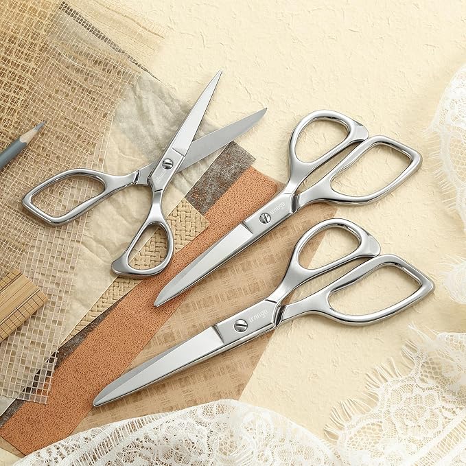 LIVINGO Tailor Fabric Sewing Scissors - 8" Professional Forged Stainless Steel Heavy Duty Metal Shears All Purpose, Crafting Ultra Sharp Scissors for Dressmaking Upholstery Cloth Leather and Felt