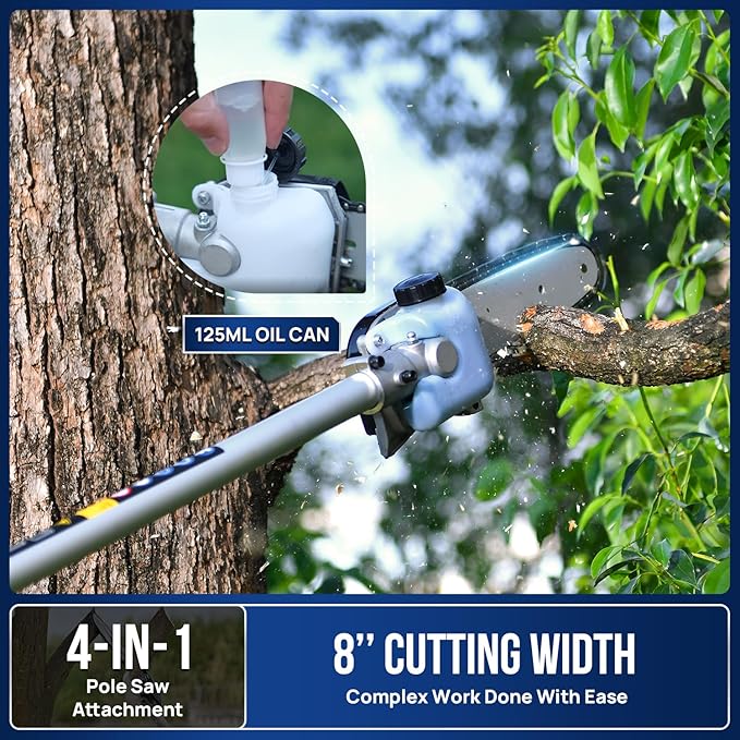 Wild Badger Power 40V Cordless Weed Wacker,String Trimmer/Edger, Hedge Trimmer and Brush Cutter Blade, Pole Saw, Attachment Capable 4-in-1 Multi-Tool Kit with 1 * 40V 4Ah Battery and 1*Charger