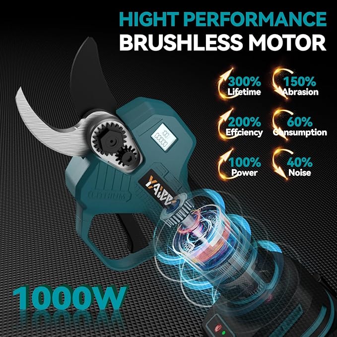 Brushless Electric Pruning Shears for Makta 18V Battery, Portable Cordless Pruning Shears with LCD Display&SK5 Blades, Adjustable Cutting Diameter 0.8-1.2 Inch for Gardening Tree Pruning(NO Battery)