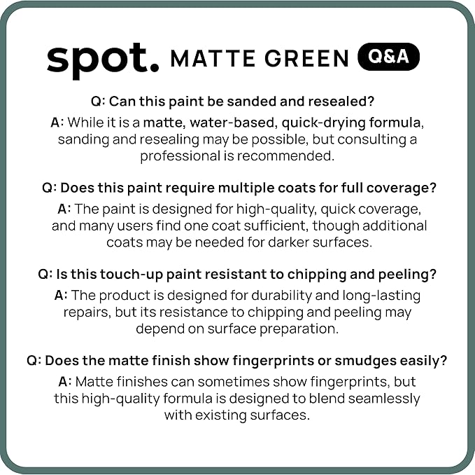 spot. Touch-Up Paint | Matte Finish for Cabinets, Walls, Doors & Furniture | Multi-Tone Green Repair Kit | Quick-Dry, Self-Priming, Low-Odor, Eco-Friendly | No-Sanding or Primer Needed | 3 Pack