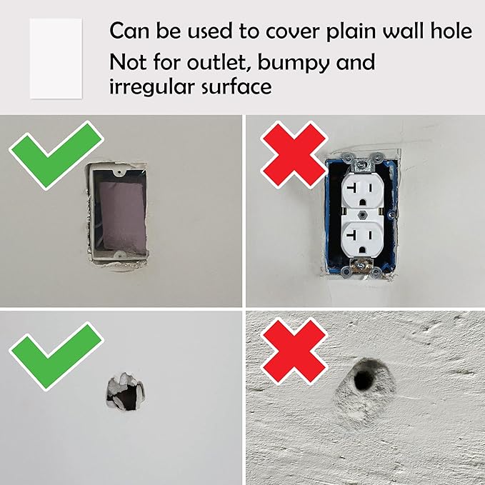 Rubber Bond Self-Adhesive Rubber Wall Outlet Cover Plate 5 Pack - Easy to Apply Peel & Stick Drywall Hole Patch - 5x3 Inch Screwless Blank Wall Plate Cover - Premium Rubber Wall Hole Cover (White)