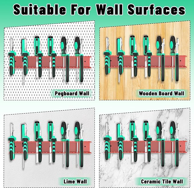 Screwdrivers Pliers Holder Wall Mount, Metal Utility Storage Rack for Pliers Small Tools, Screw Driver Organizer Suitable Garages Homes Workshops Sheds (23 holes 1PC Red)