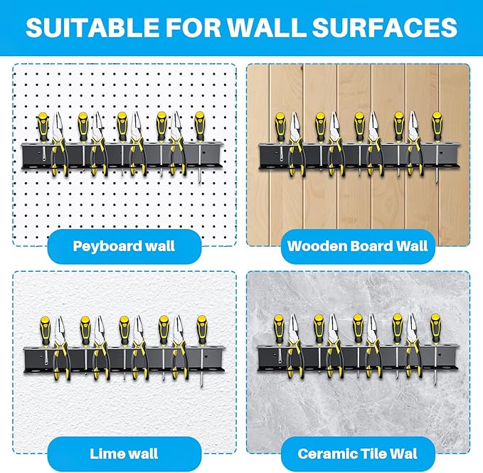 TSUMAZRURE Screwdriver Wall Rack, Screw Driver Holder and Screwdriver Rack, Tool Organizer Rack with Screw Driver Holders Organizers, Wall Mounted Tool Rack for Garage Tool Storage Rack (black)