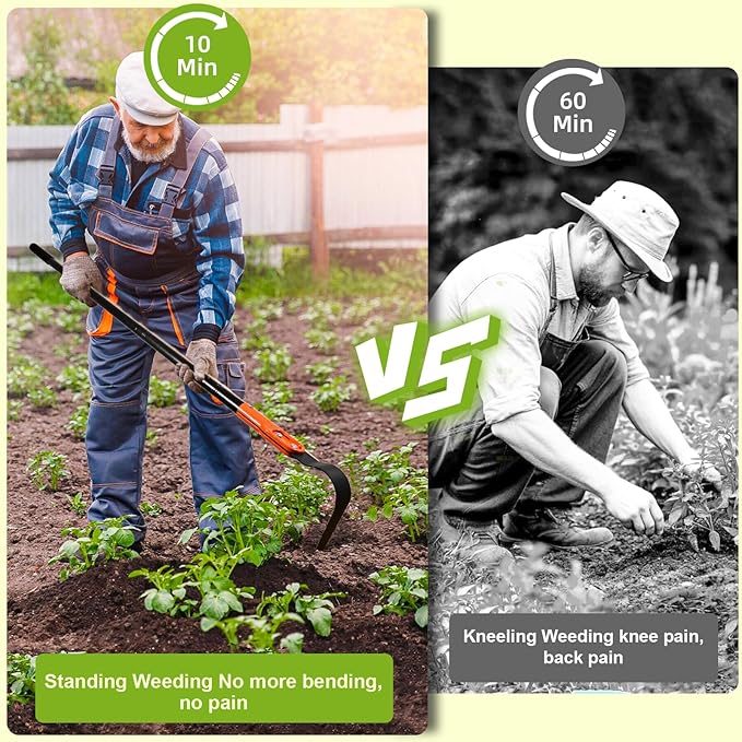 Pragmatist L Shaped Garden Hoe Tool, 70.9Inch Heavy Duty Manual Crevice Weeding Hoe - Weeder & Cultivator Hoe Garden Tool with Adjustable Long Handle for Digging, Trenching, Weeding, Loosening Soil