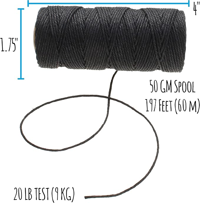 The Beadsmith 100% Hemp Cord – Black Color – 2mm, 197 Foot Spool, 20LB Test Strength – Twine for Jewelry Making, Macrame, Paper Crafts, Gardening, Scrapbooking, Home Décor, DIY String Art & More