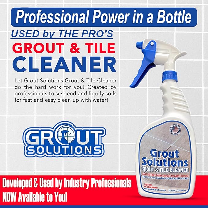 Professional Grout Cleaner – Acid-Free, Safe Deep Cleaner & Stain Remover for Tile, Ceramic, Porcelain, Marble & Colored Grout – Easy-to-Use 32oz Bottle