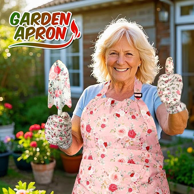 Christmas Stocking Stuffers White Elephant Gifts for Women Adults, Futricy 40th 50th 60th 70th Birthday Gardening Gifts for Mom Grandma Gardener Wife, Garden Tools with Hand Fork Trowel Gloves Apron
