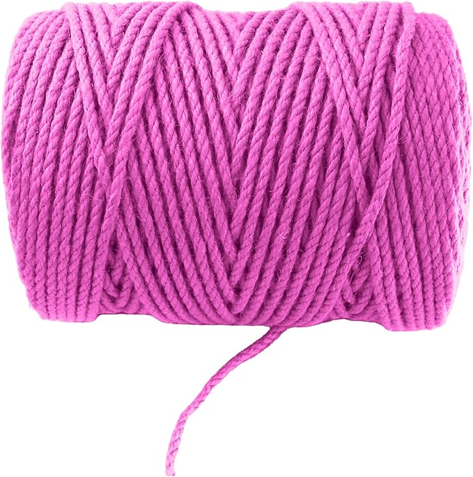 4mm x 400 Feet Pink Jute Rope, Twine for Gardening Tomato Climbing Plant Tie Floristry Crafts Gift Wrapping Packing Decor