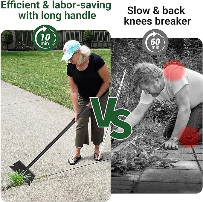 Garden Flat Shovel Scraper, Multifunctional Garden Cleaning Shovel with 59 Inch Long Handle, Heavy Duty Outdoor Floor Scraper for Weed Cleaning,Trenching,Edging and Removing Snow,Ice,Weeds,Dirty,Moss