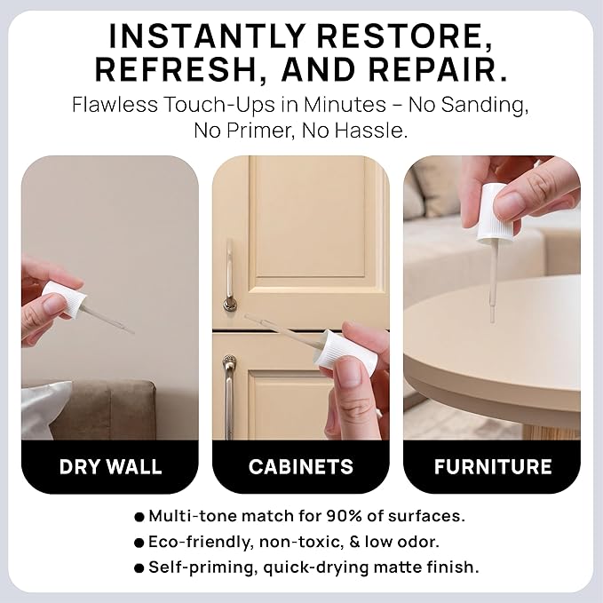 spot. Touch-Up Paint | Matte Finish for Cabinets, Walls, Doors & Furniture | Multi-Tone Beige Repair Kit | Quick-Dry, Self-Priming, Low-Odor, Eco-Friendly | No-Sanding or Primer Needed | 3 Pack