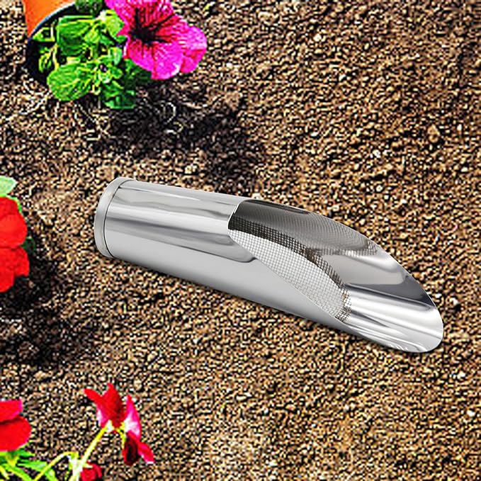 3Pcs Bonsai Soil Scoops Garden Shovels Garden Tool Bucket Shovel 3 Sizes Soil Scoops Soil Metal Spade Shovel Succulent Planting Potting Cup for Home Gardening Silver