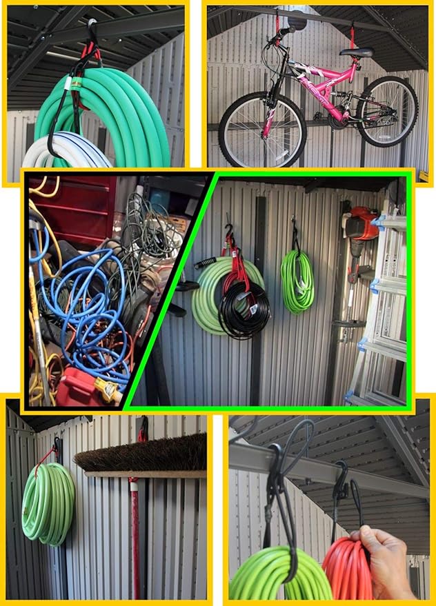 Hook & Hang Bungee Cords - Storage & Organization Cords - Hang Hoses, Cords, Ladders, Bikes, Tools & More. an Incredible Organizer! (3 PK, Blue)