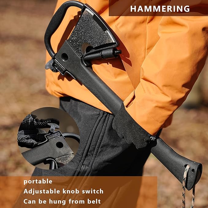 Outdoor Camping Hatchet Axe, Tactical Axe And Hammer, Small Fire Starter And Whistles, Essential Emergency Survival Tool, Multifunctional Tomahawk with Sheath, Military Grade Hiking Hunting