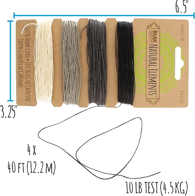 The Beadsmith 100% Hemp Cord – Onyx Colors – .55mm, 40 Foot Spool, 10LB Test Strength – Twine for Jewelry Making, Macrame, Paper Crafts, Gardening, Scrapbooking, Home Décor, DIY String Art & More