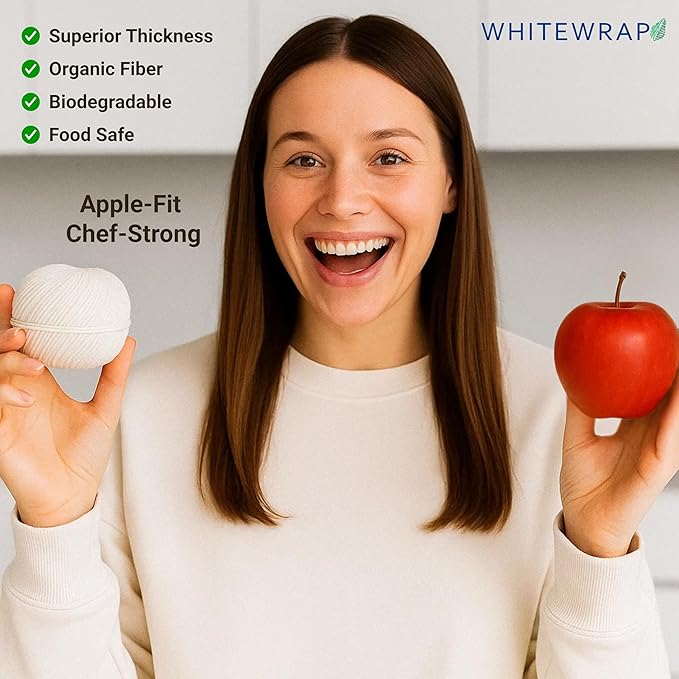 Premium Organic Butcher’s Twine | 2mm Natural Cotton, 1000 Feet – Oven-Safe for Turkey Trussing, Meat Roasting & Baking | Strong & Versatile for Cooking, Crafts & Gift Wrapping